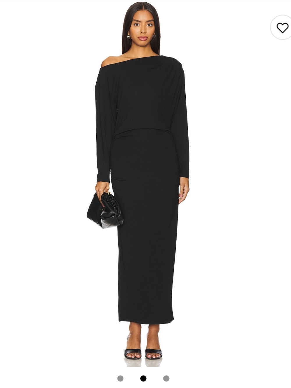 Astr Long-Sleeve Black Maxi Dress with Side Slit